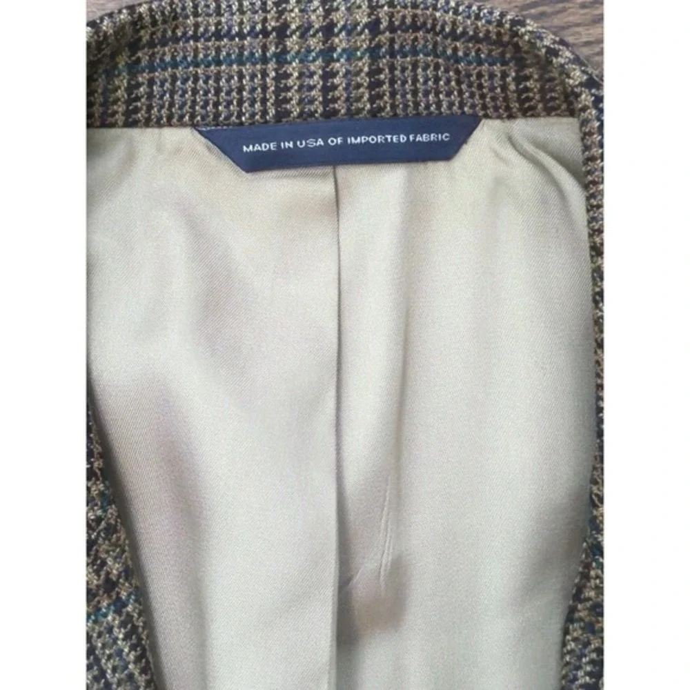 Brooks Brothers‎ Sz 42RG Brown Tan Glen Plaid Lambswool Cashmere Jacket Made USA